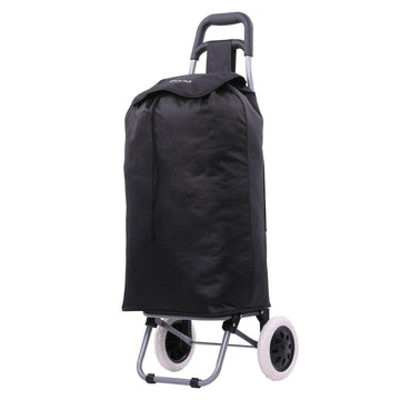 Lightweight Shopping Trolley, Trendy Folding/Collapsible Push/Pull Carts (Black) - Packed Direct UK